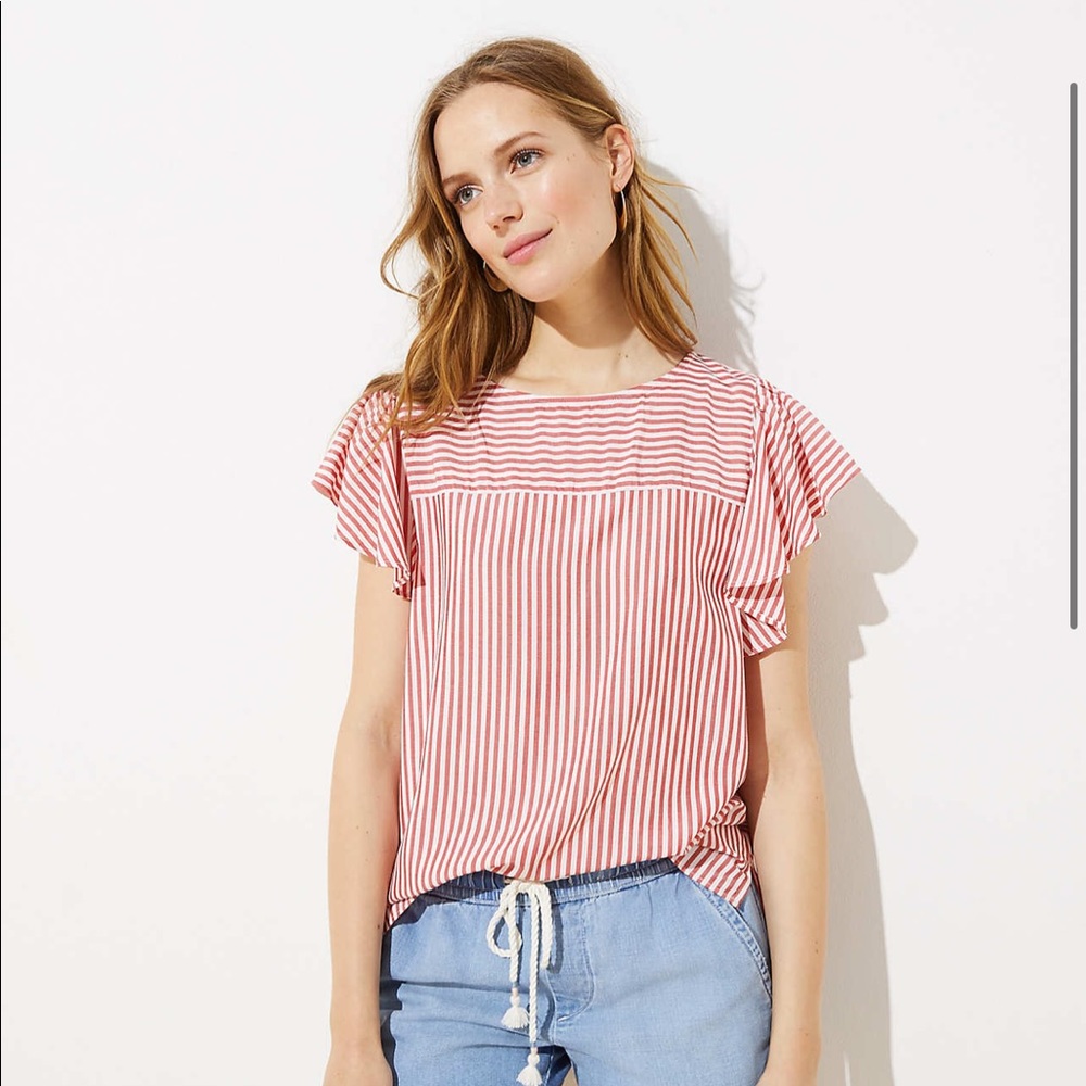 NWT Mixed striped flutter top